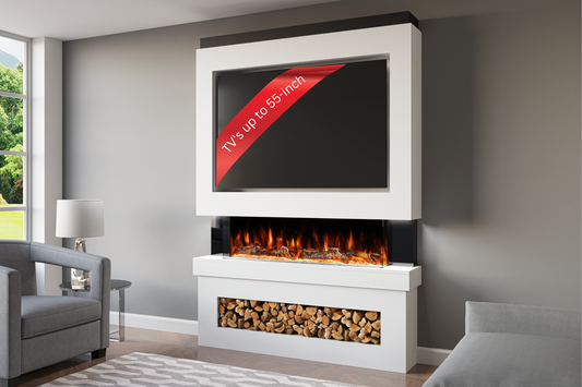 Pre-Built Media Wall F with 44 Inch Electric Fireplace – Delivered Across Mainland UK