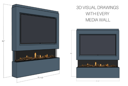 Pre-Built Media Wall I with 72 Inch Electric Fireplace – Delivered Across Mainland UK