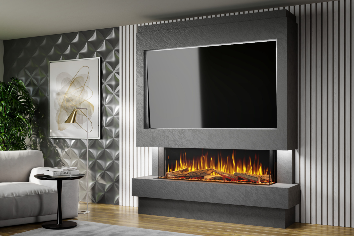 Pre-Built Media Wall Package J – Advance 1300mm Media Wall Fireplace | CAD Design Included