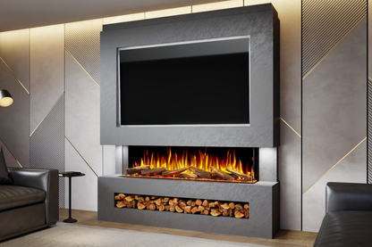 Pre-Built Media Wall Package K – Advance 1500mm Electric Fireplace (UK Delivery)