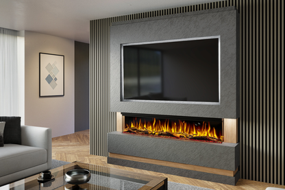 Pre-Built Media Wall Package N : Featuring the Spectrum Series 60-Inch Electric Fireplace