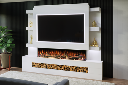Pre-Built Media Wall Package O : Featuring the Spectrum Series 60-Inch Electric Fireplace