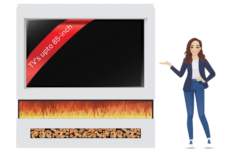 Pre-Built Media Wall P with 82 Inch Electric Fireplace – Delivered Across Mainland UK