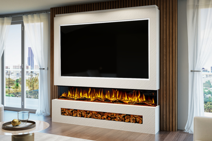 Pre-Built Media Wall Package P : Featuring the Spectrum Series 82-Inch Electric Fireplace