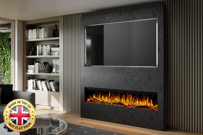 Pre-Built Media Wall Package Q : Featuring the Spectrum Series 60-Inch Electric Fireplace