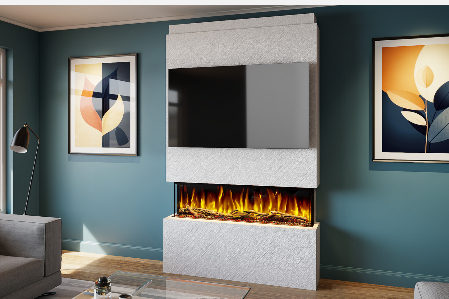 Pre-Built Media Wall V with 44 Inch Electric Fireplace – Delivered Across Mainland UK