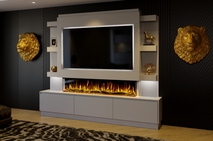 Pre-Built Media Wall Package S : Featuring the Spectrum Series 60-Inch Electric Fireplace
