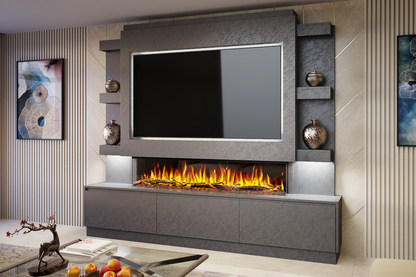 Pre-Built Media Wall S with 60 Inch Electric Fireplace – Delivered Across Mainland UK