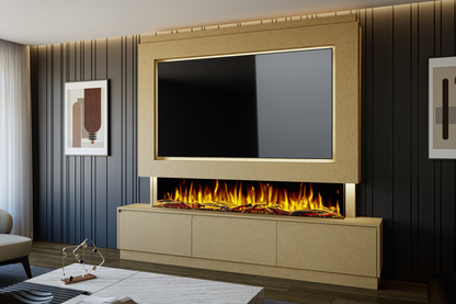Pre-Built Media Wall T with 72 Inch Electric Fireplace – Delivered Across Mainland UK