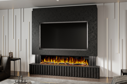 Pre-Built Media Wall U with 60 Inch Electric Fireplace – Delivered Across Mainland UK
