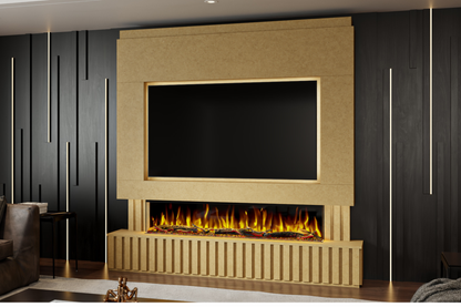 Pre-Built Media Wall U with 60 Inch Electric Fireplace – Delivered Across Mainland UK