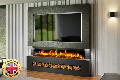 Pre-Built Media Wall Package G – 72-Inch Slimline Electric Fireplace | CAD Design Included