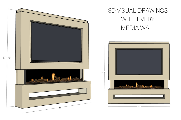 Pre-Built Media Wall G with 72 Inch Electric Fireplace – Delivered Across Mainland UK