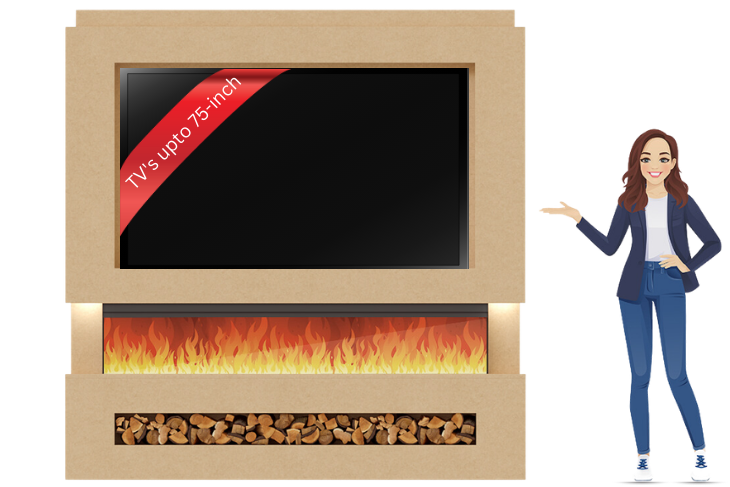 Pre-Built Media Wall G with 72 Inch Electric Fireplace – Delivered Across Mainland UK