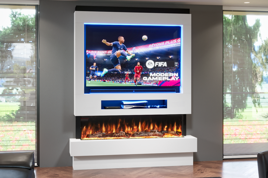 Pre-Built Media Wall H with 60 Inch Electric Fireplace – Delivered Across Mainland UK