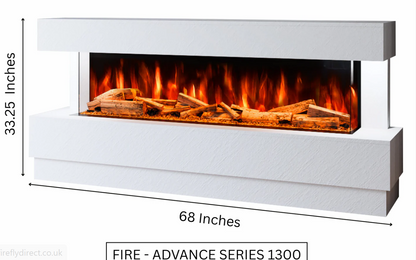 Advance Electric Fireplace Suite C – 68 Inch Freestanding Suite with 1300mm Fire | UK Delivery