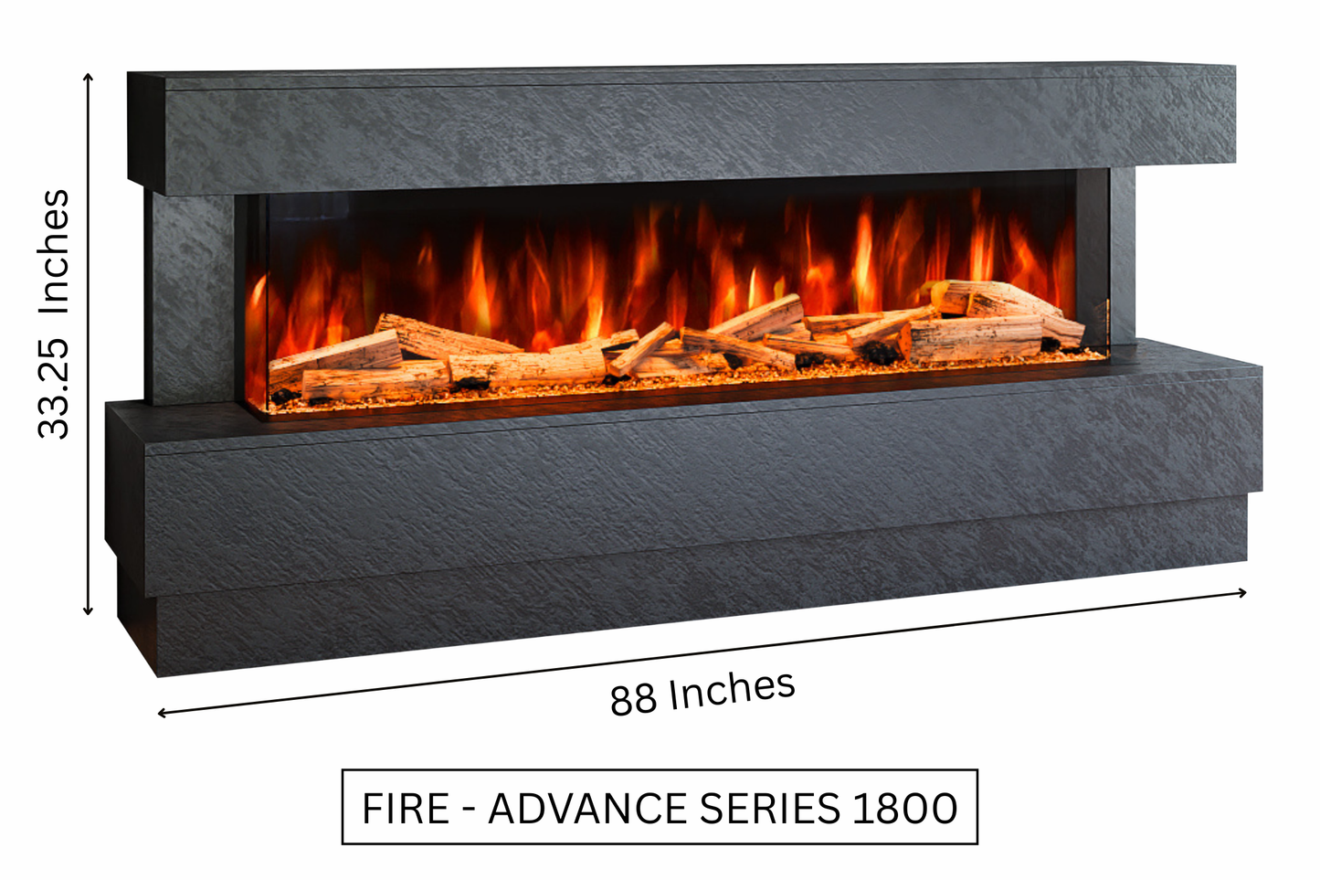 Advance Electric Fireplace Suite C – 88 Inch Freestanding Suite with 1800mm Fire | UK Delivery