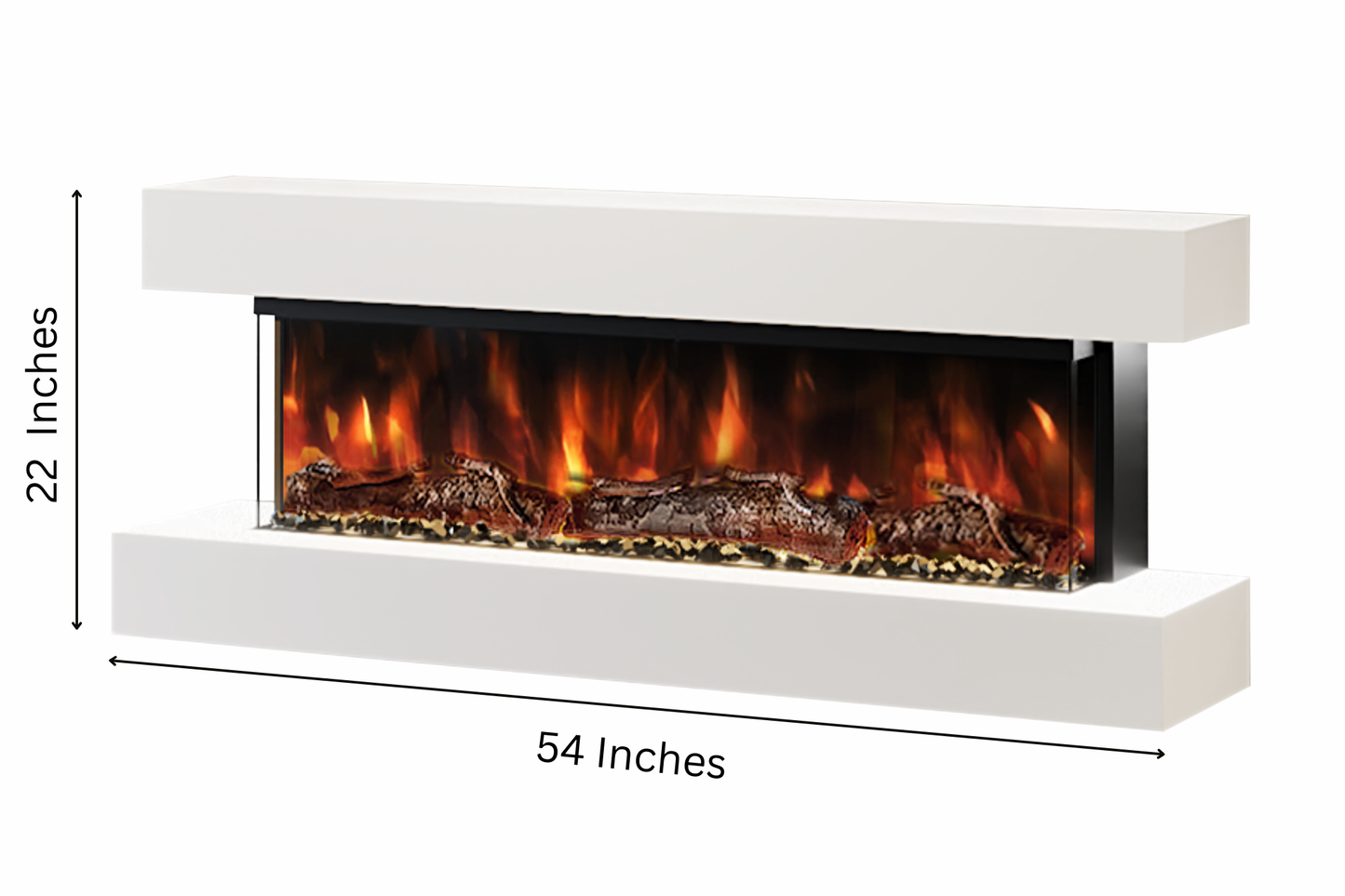 Wall Mounted Electric Fireplace A – 54" Suite with 44" LED Fireplace | 4 Finishes | UK Delivery