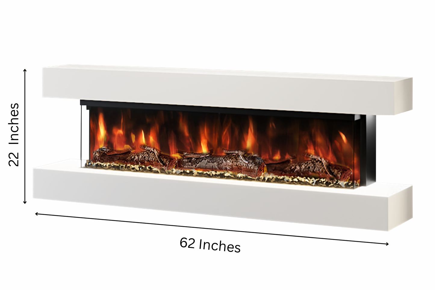 Wall Mounted Electric Fireplace B – 62" Suite with 50" LED Fireplace | 4 Finishes | UK Delivery