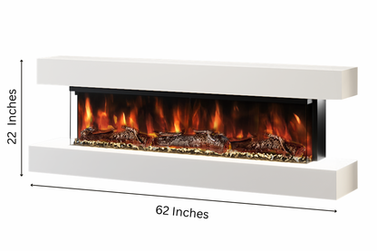 Wall Mounted Electric Fireplace B – 62" Suite with 50" LED Fireplace | 4 Finishes | UK Delivery