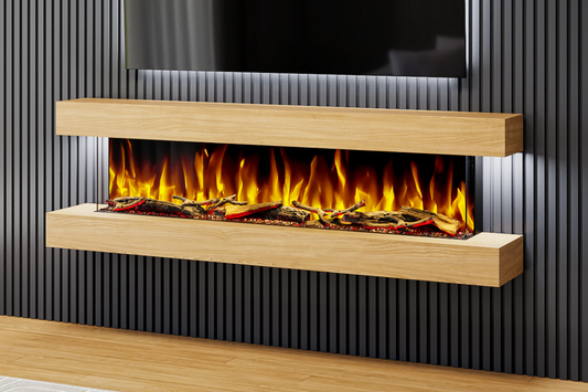 Wall Mounted Electric Fireplace C – 72 Inch Slimline LED | 4 Finishes | UK Delivery