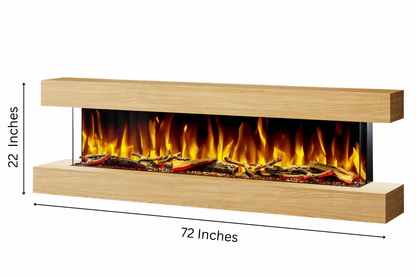 Wall Mounted Electric Fireplace C– 72" Suite with 60" LED Fireplace | 4 Finishes | UK Delivery