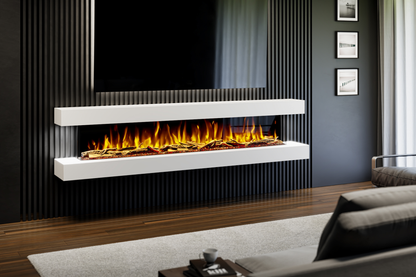 Wall Mounted Electric Fireplace E – 95" Suite with 82" LED Fireplace | 2 Finishes | UK Delivery