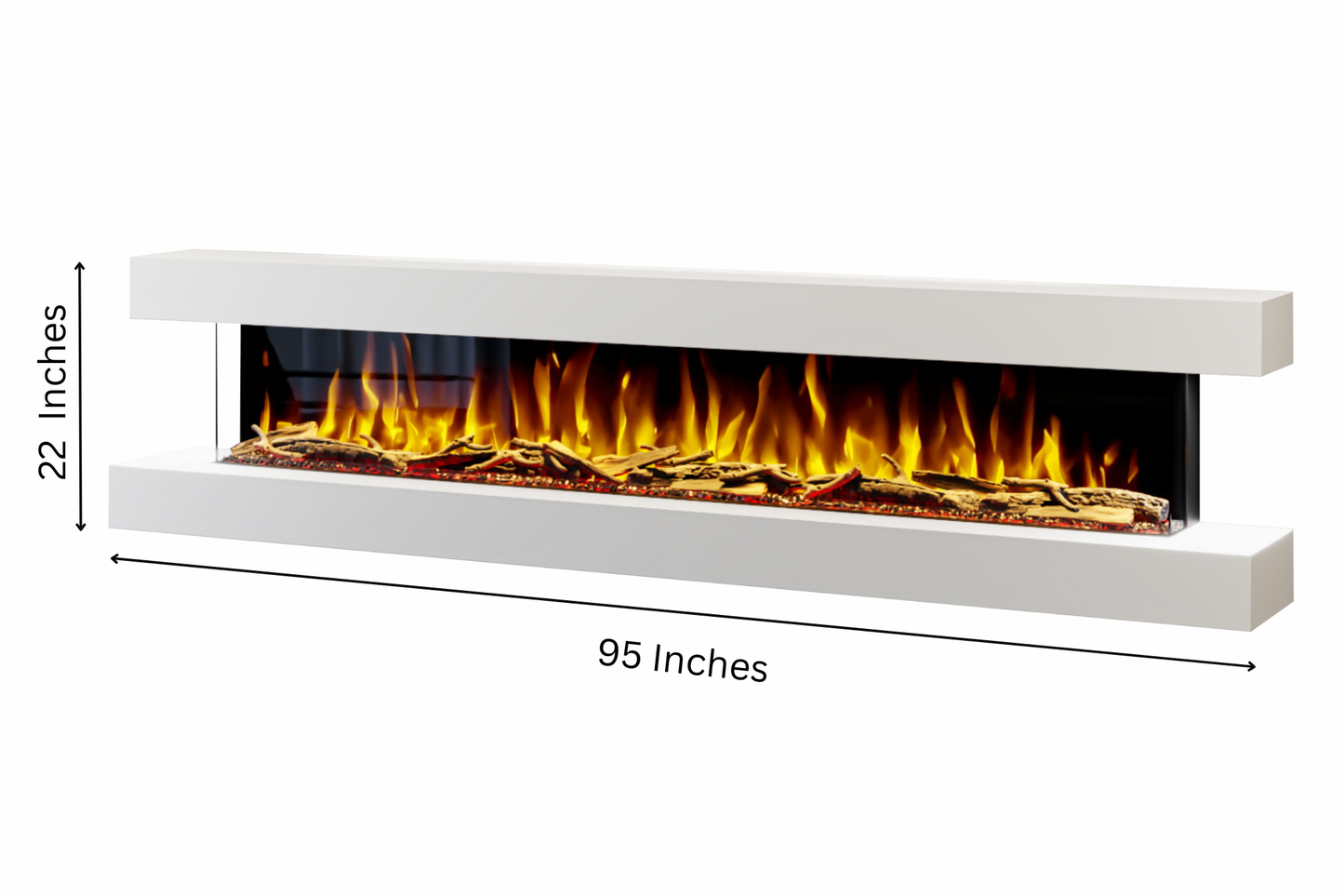 Wall Mounted Electric Fireplace E – 95" Suite with 82" LED Fireplace | 2 Finishes | UK Delivery