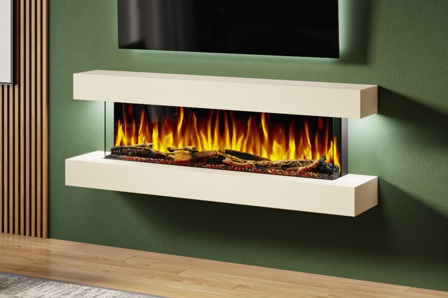 Wall Mounted Electric Fireplace B – 62" Suite with 50" LED Fireplace | 4 Finishes | UK Delivery
