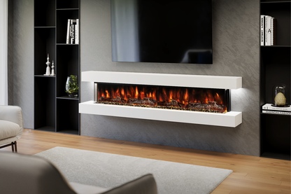 Wall Mounted Electric Fireplace D – 84" Suite with 72" LED Fireplace | 4 Finishes | UK Delivery