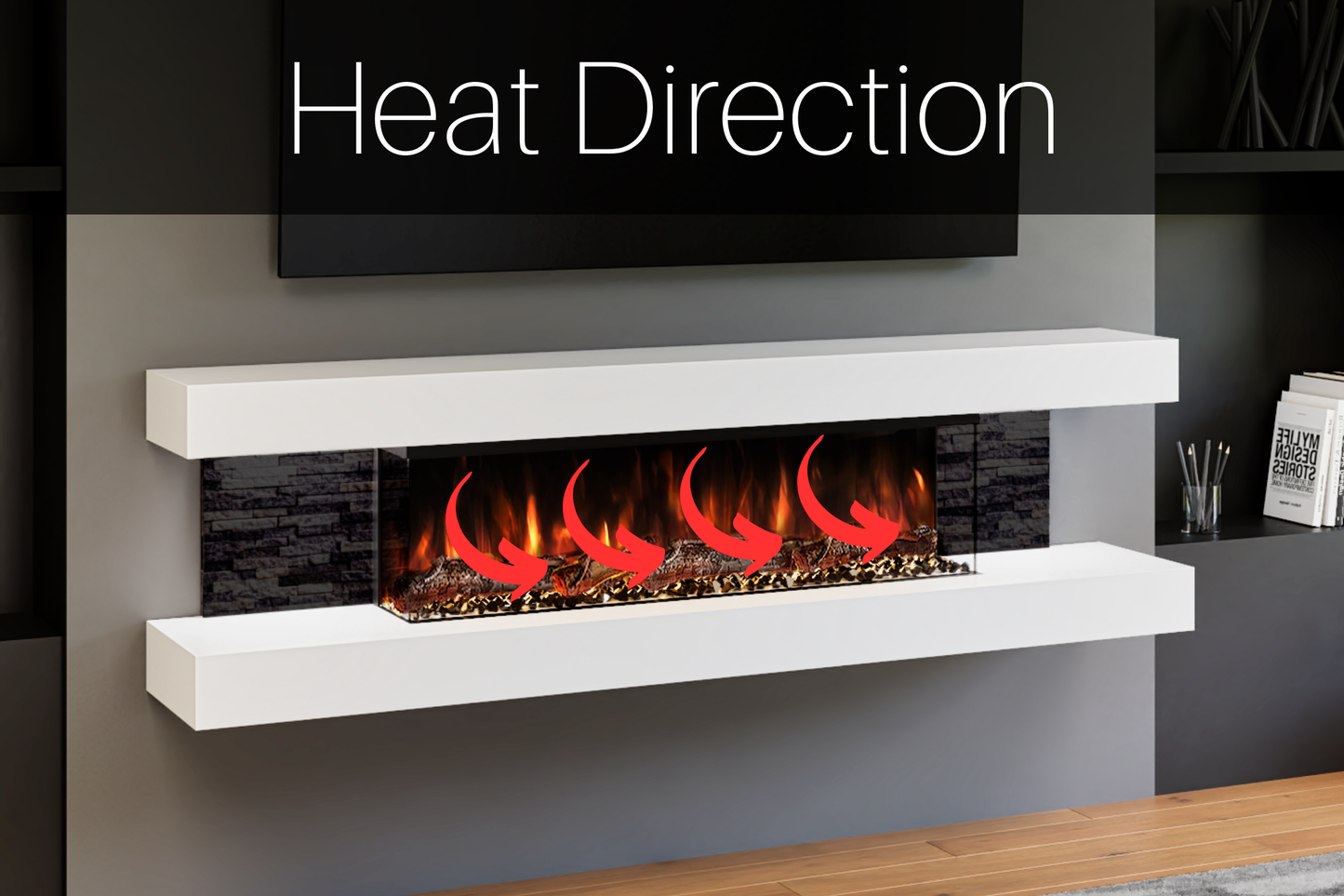 Modern Wall Mounted Electric Fireplace E – Slimline LED | UK Delivery