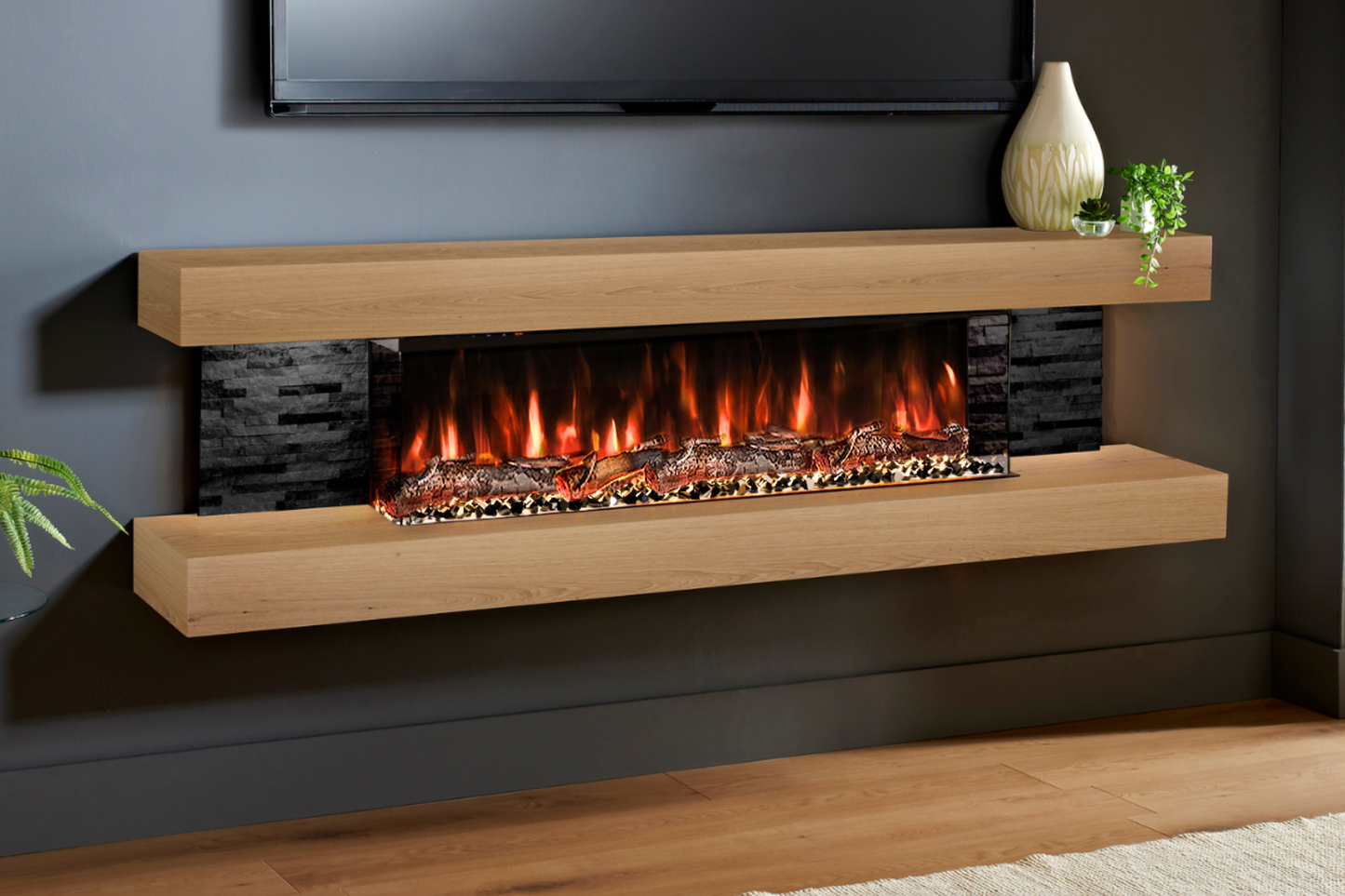 Modern Wall Mounted Electric Fireplace E – Slimline LED | UK Delivery