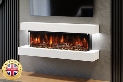Slim black wall-mounted electric fireplace with LED flame – Fireplaces Central