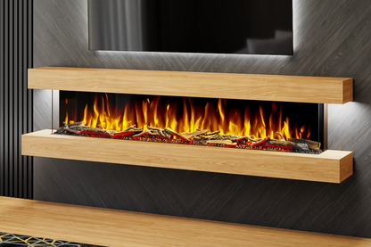 Slim OAK wall-mounted electric fireplace with LED flame – Fireplaces Central